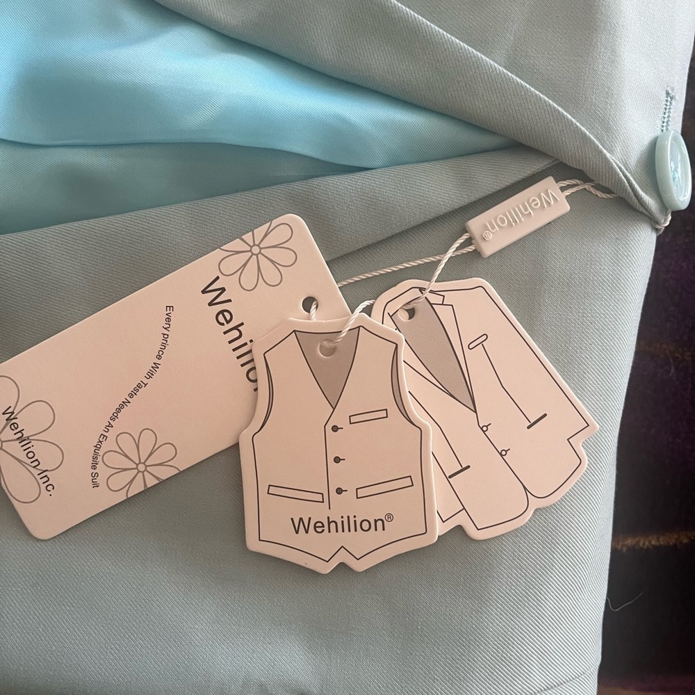 NWT Wehilion 4 Piece Suit Jacket Vest Pants with Tie, 2 Button Tuxedo Set sz 3XL - Picture 10 of 10
